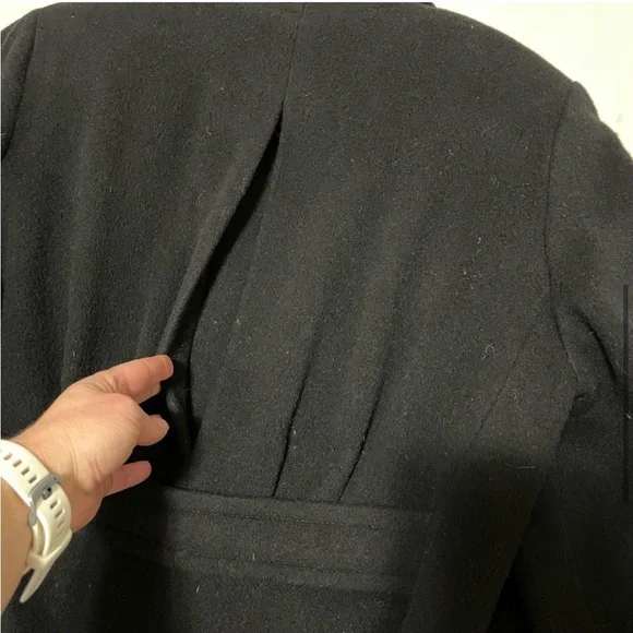 Vintage Union Made JH Collectibles Wool Long Trench Coat Black sz Medium / Large - Picture 6 of 14